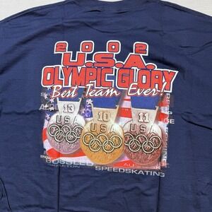 Vintage USA Olympic Shirt Men XXL Blue Salt Lake City Best Team Ever Glory 2002‎
